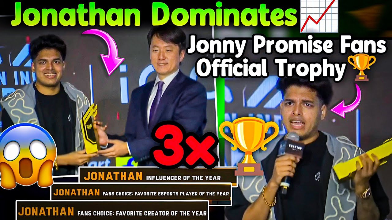 Jonathan Dominates Krafton Awards😱🏆 Won 3 Trophies🥵 Jonathan Promise Fans - GodL Official Trophy💪