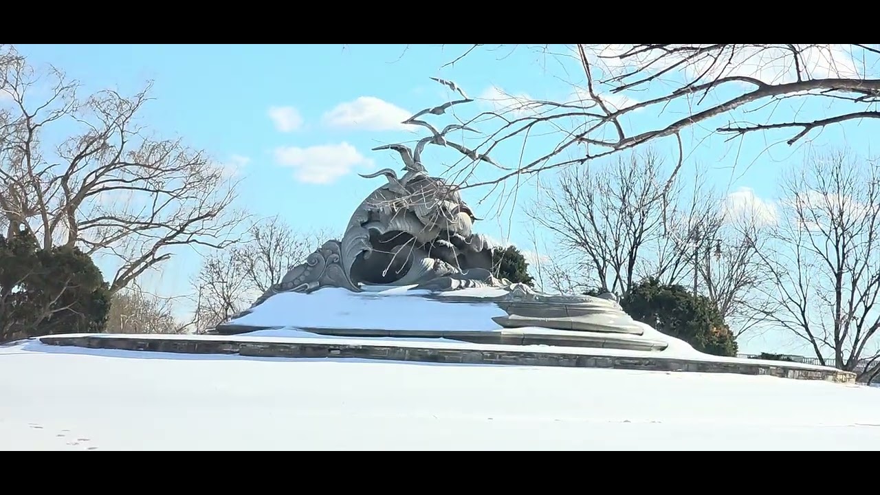 A completely frozen Potomac River at Lady Bird Johnson Park(లేడీ బర్డ్ జాన్సన్ పార్క్) E00