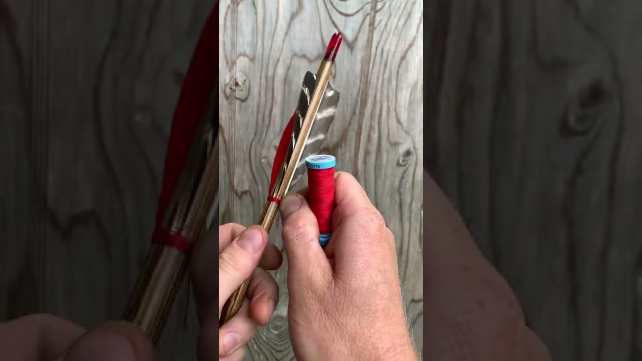Thread wrapping an arrow fletching