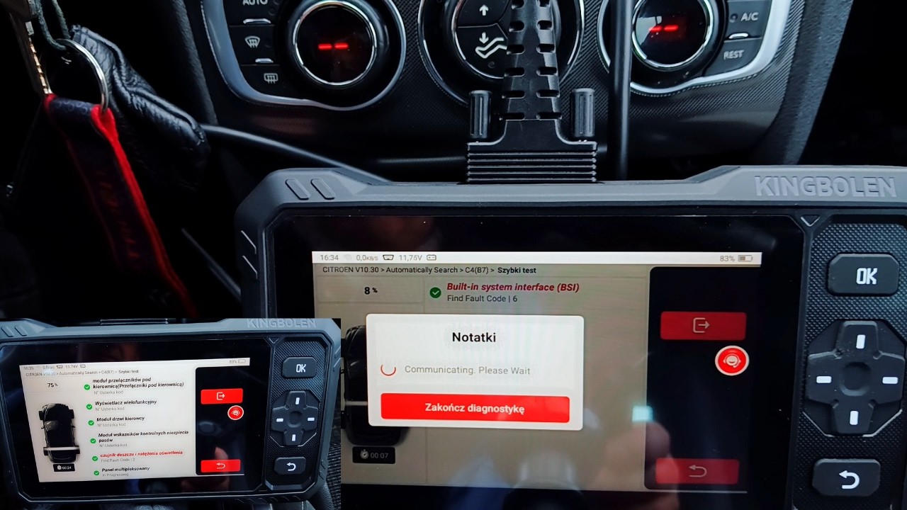 Tester diagnostyczny Kingbolen testuje na Citroen C4 HDI 2012