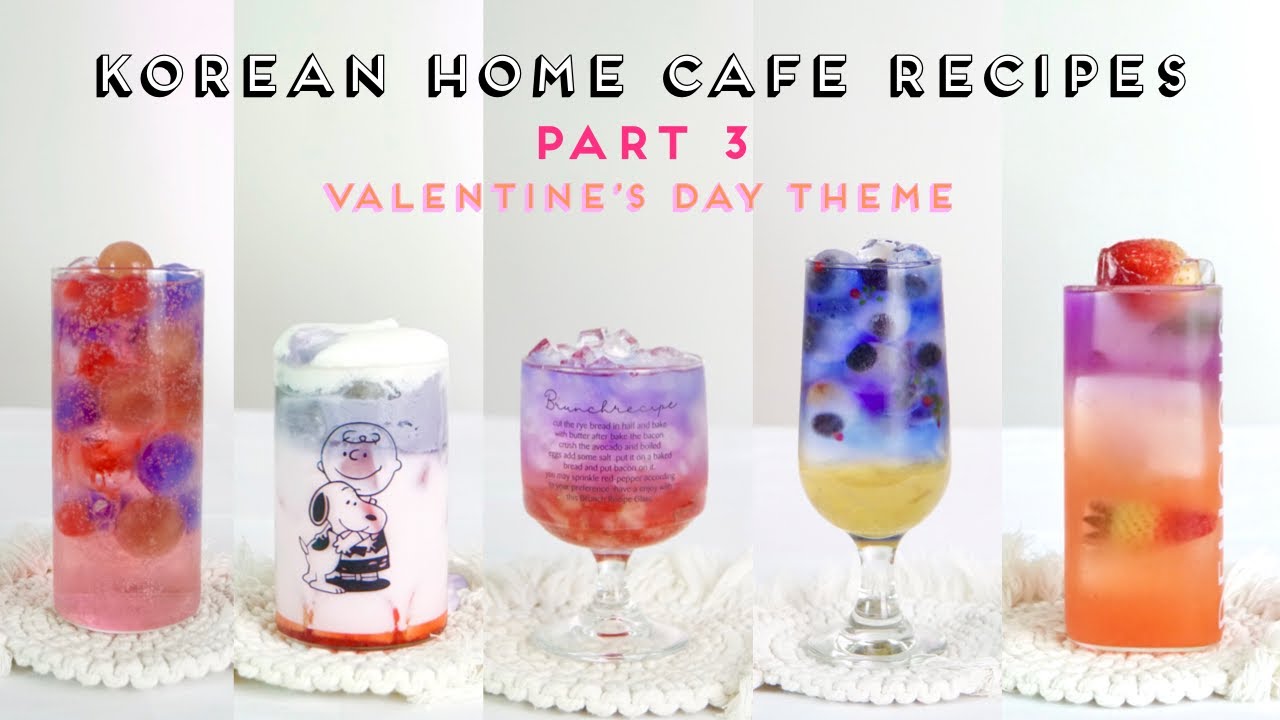 Korean Home Cafe Recipes 3 (Aesthetic)  홈 카페 5 EASY Drink Recipes To Make At Home