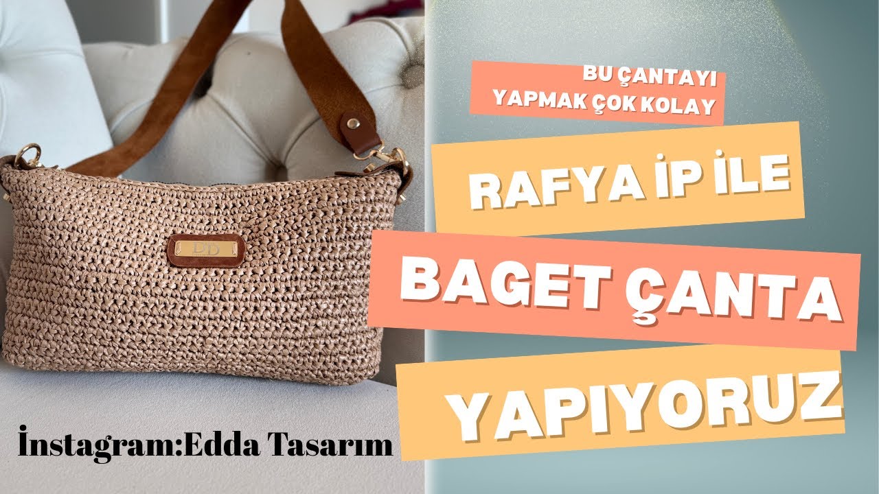 👛sadece Sık iğne ile BAGET çanta yapıyoruz❌rafya ip ile örgü çanta#diy #crochet #bag #çanta #keşfet 
