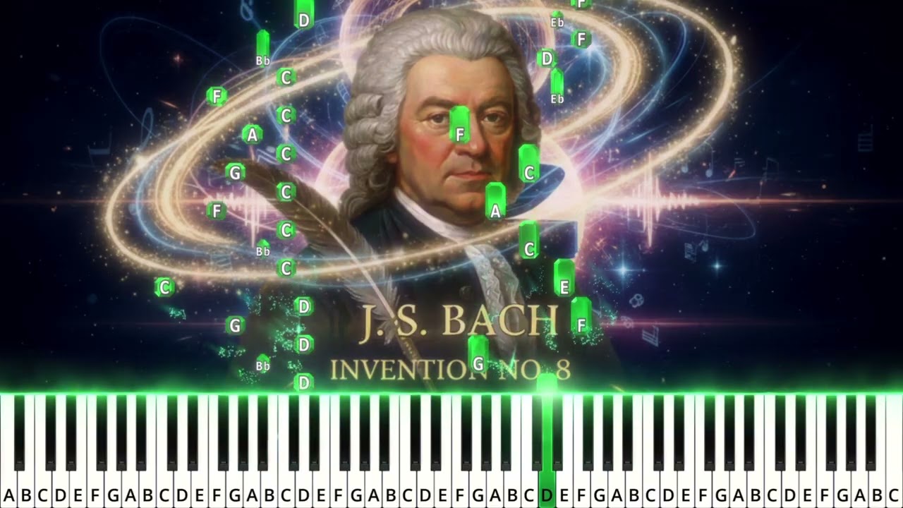 ​J. S. Bach: Invention No. 8 in F Major, BWV 779 (Piano Tutorial & MIDI) | The NoteDrop