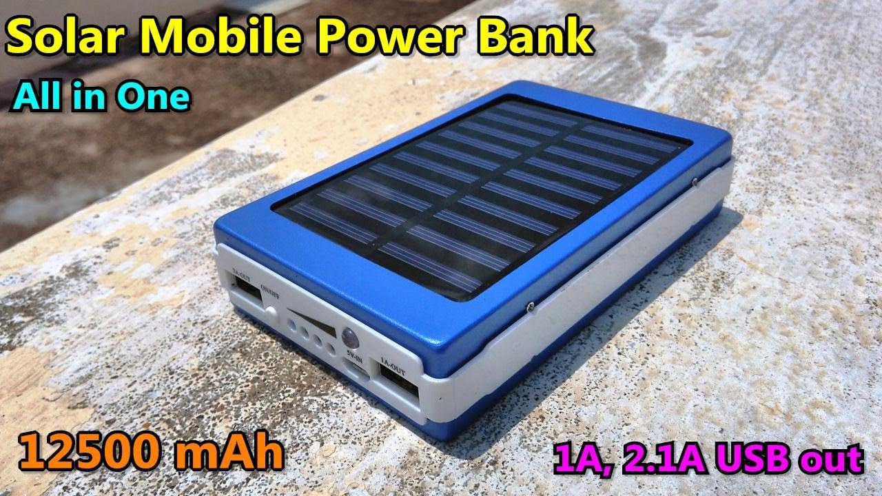 Solar Powered Mobile Power Bank 12500 mAh Dual USB 5v 1A, 2.1A & LED Light - DIY | POWER GEN