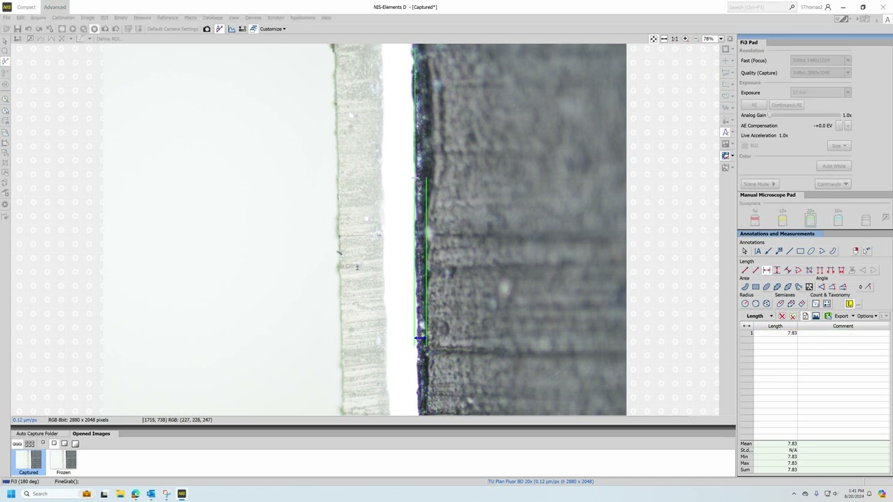 Tutorial #1 - Opening Elements, Capturing an Image, Making Measurements, and Saving the Image