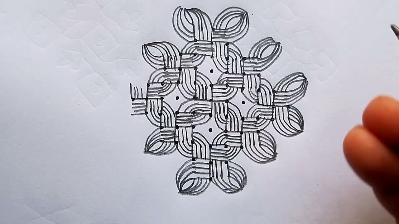 11*1 easy simple rangoli dot by Roja #art #indianrangole 