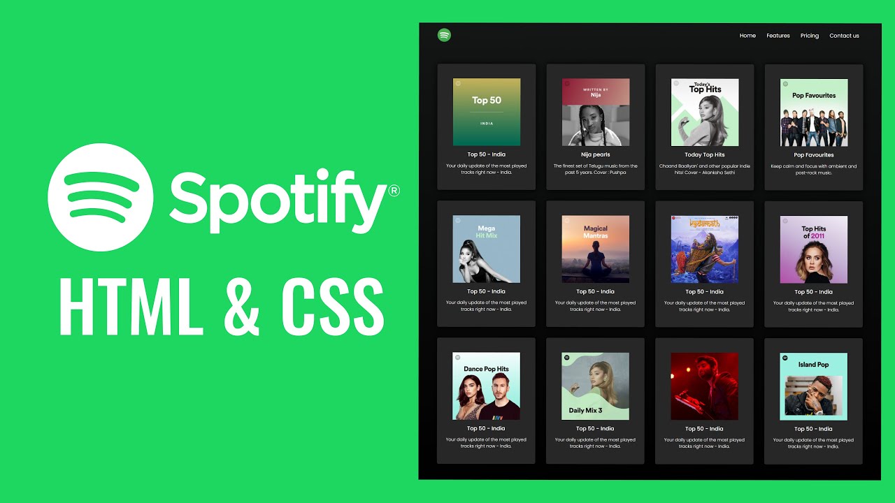 Build a Responsive Spotify Website with HTML, CSS, and Bootstrap