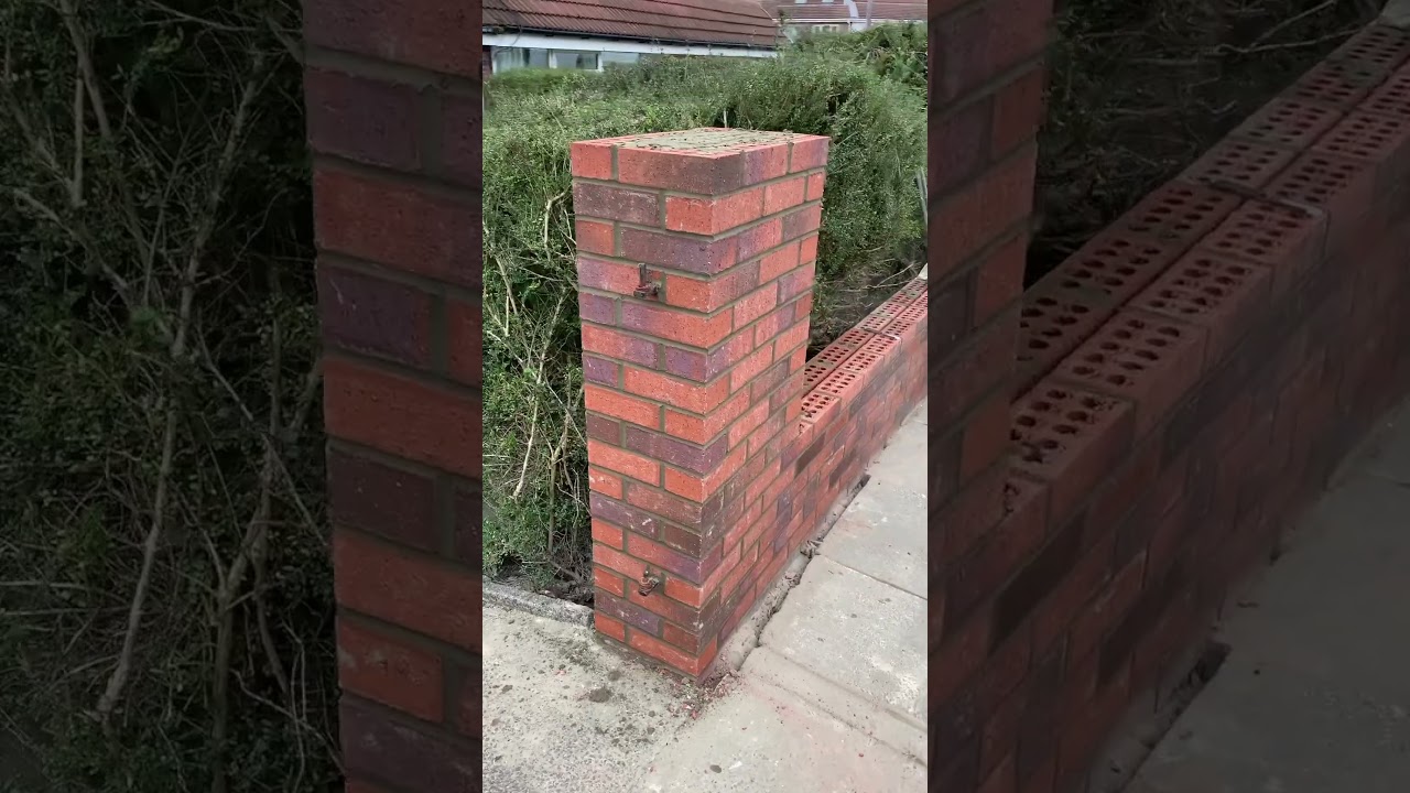 Brick wall and pillar#bricklaying #building #brickwork