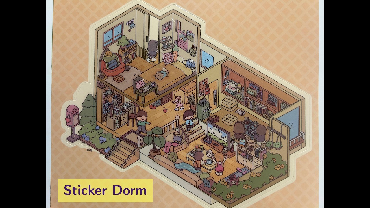 ASMR Sticker Scene | Building a Cozy Student Dorm