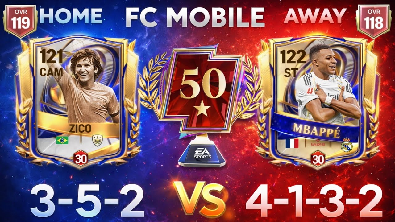 ZICO 3-5-2 vs MBAPPE 4-1-3-2 FC MOBILE MATCH 