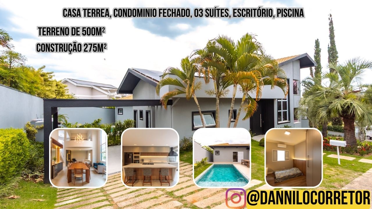 🏡Casa TÉRREA a venda, 03 suítes, escritório, piscina, Condomínio SANTA CLARA em Indaiatuba 🏡