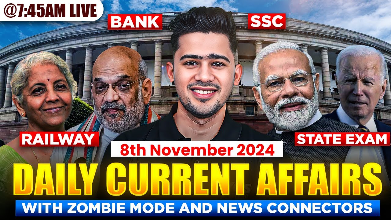 Live Current Affairs: 8th November 2024 | Government Exam Preparation with Kush Sir | Yes Officer