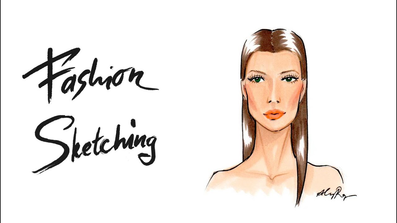 Fashion Sketching: скетч женского лица маркерами