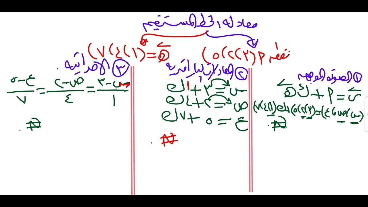 معادله الخط المستقيم تالته