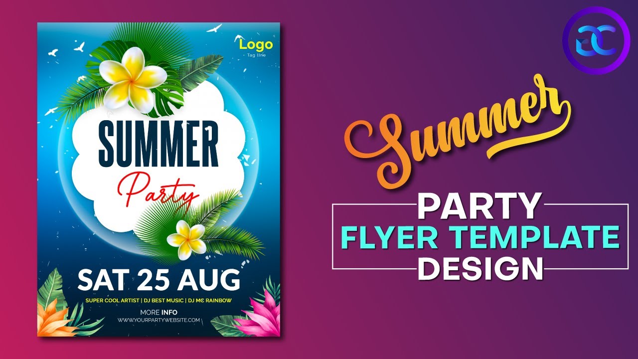 Summer Party Flyer Template design in Photoshop II Party Flyer Design - Photoshop Tutorial