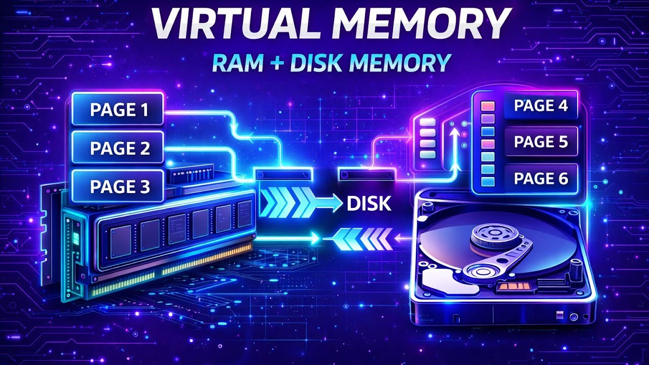 Virtual Memory in Operating System | RAM + Disk Memory Explained in Hindi