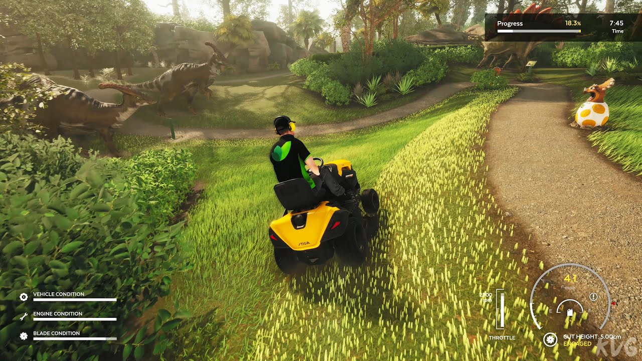 Lawn Mowing Simulator - Dino Safari (Herbivore Valley) - Gameplay (PC UHD) [4K60FPS]