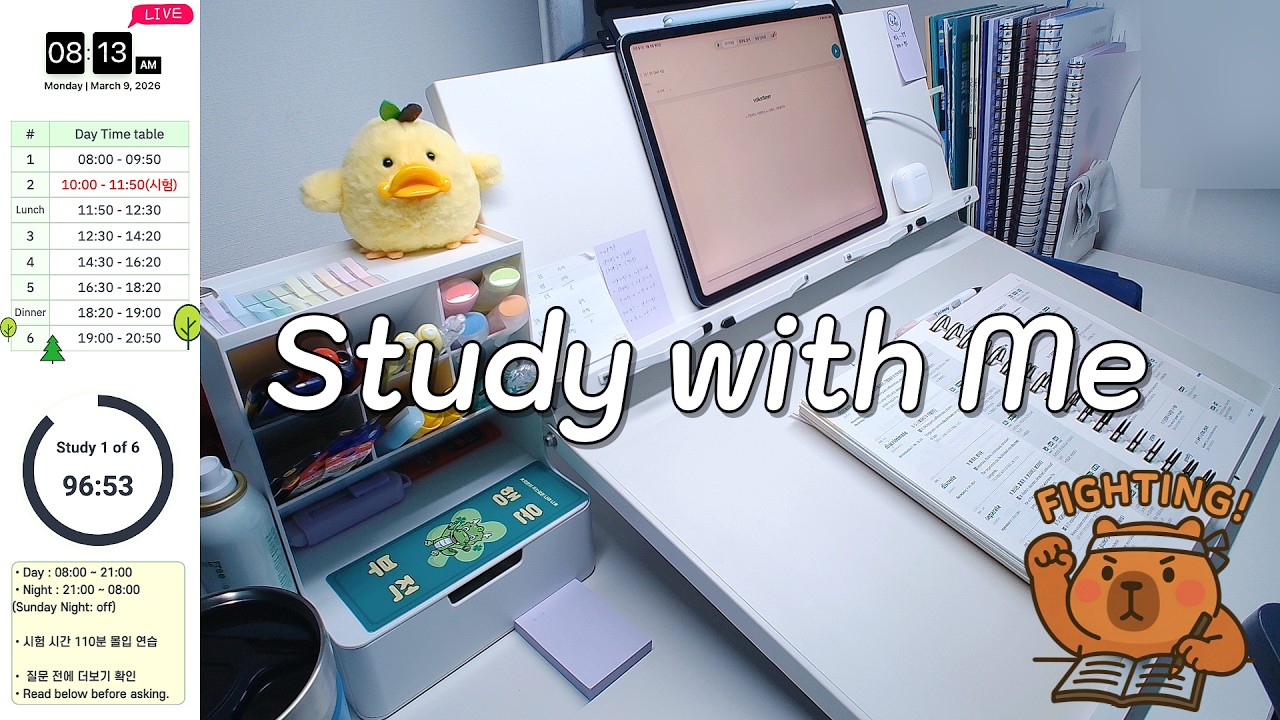 [03.18 Day] 🐥 Study With Me 24h 🔥 공시생 스터디윗미 | 110분 집중연습 | Fireplace ASMR | Pomodoro 110/10