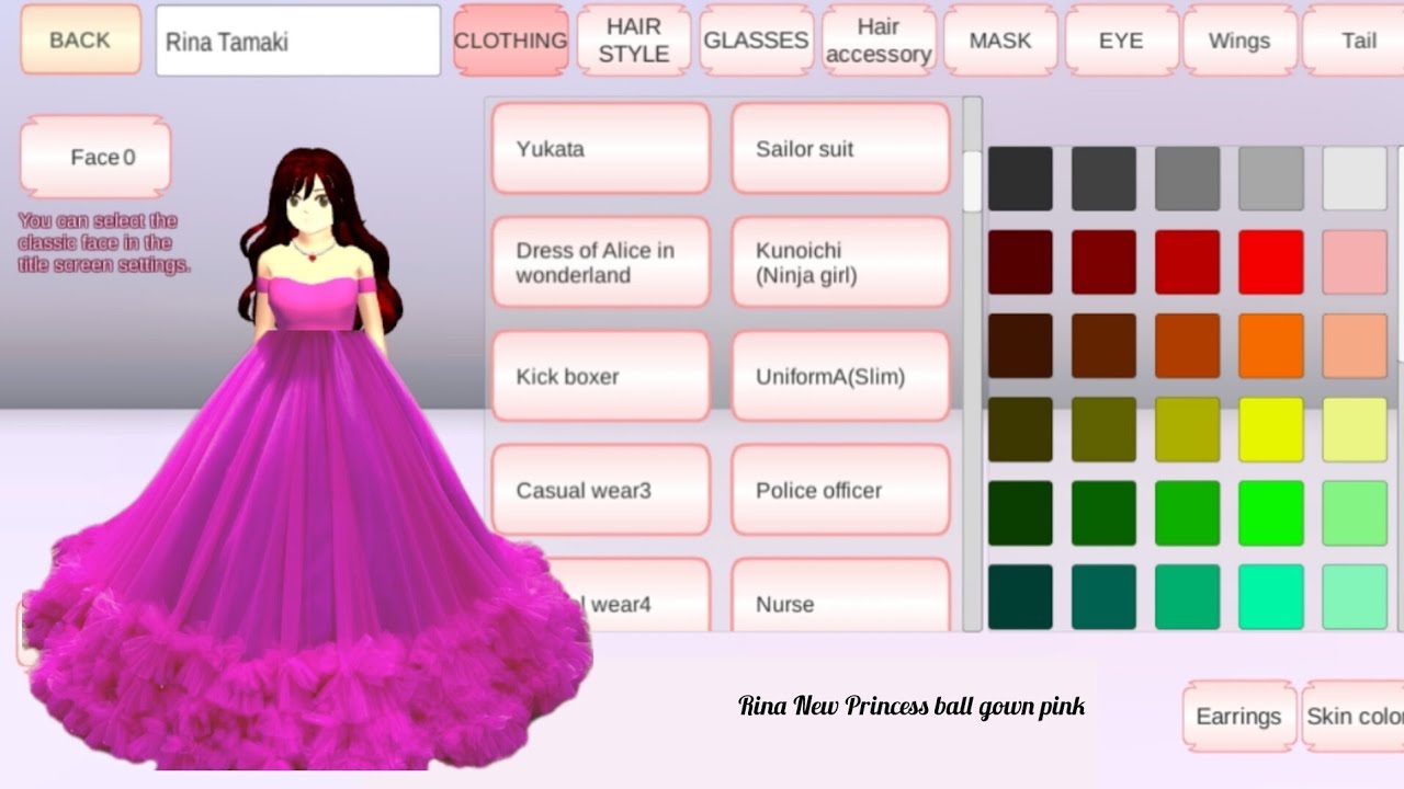 Rina New Princess ball gown pink 🩷 ( full tutorial ) #sakuraschoolsimulator #ballgown #gamingvideos 