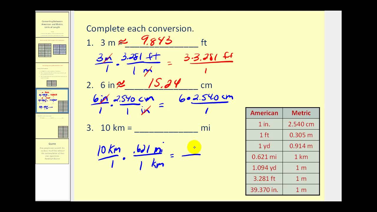 American and Metric Conversions