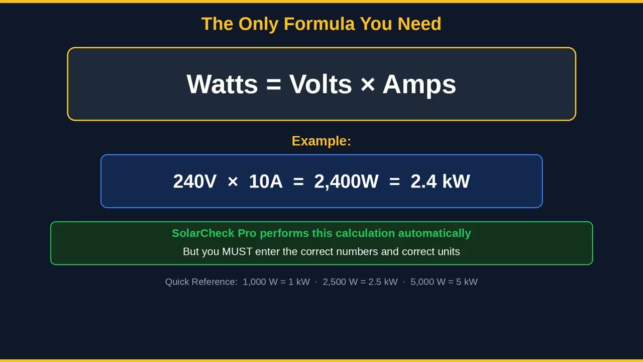 4. Solar Electricity Basics: Volts, Amps, Watts & kW | SolarCheck Pro Training