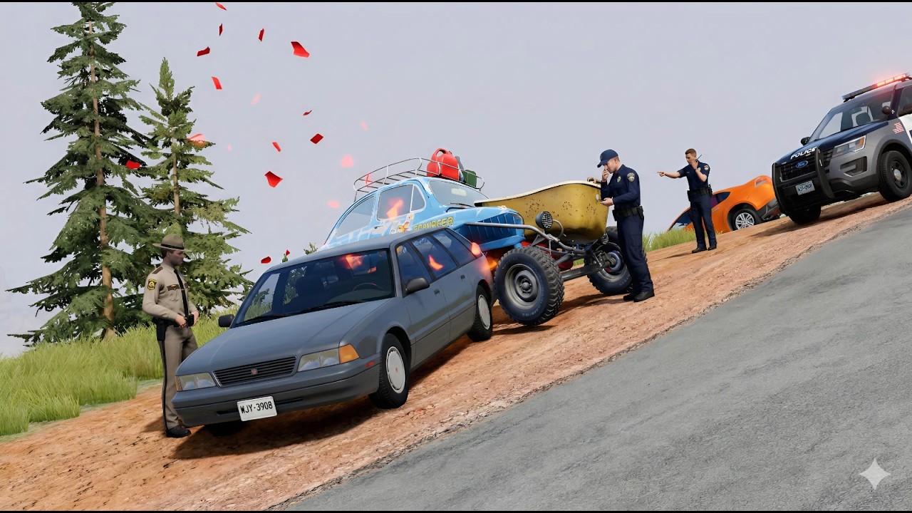 Speeding, a horrific crash on the steep road..! 😱🔥| BeamNG Drive