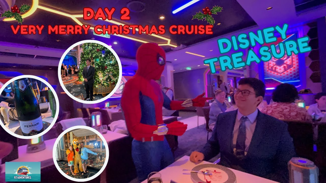 Disney Treasure Very Merry Christmas Cruise | Day 2 | Haunted Mansion Bar | Marvel Dinner