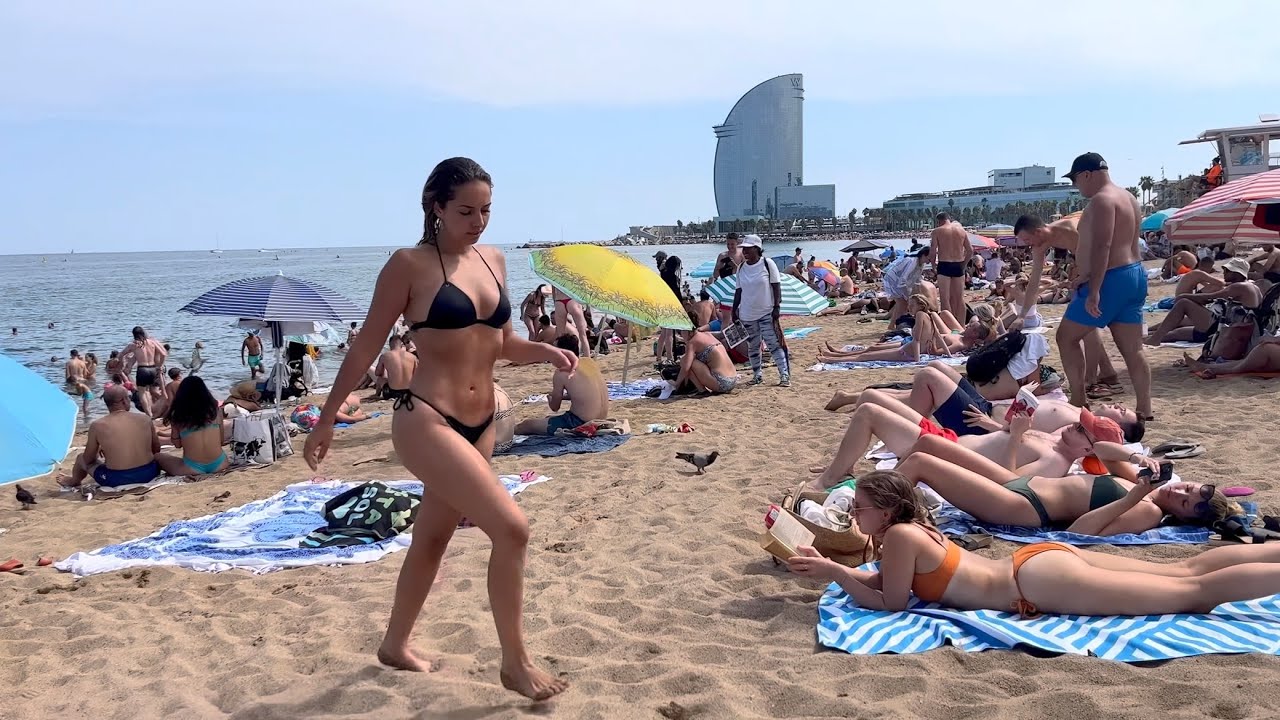 Beautiful Beach Scenes - 500 Beautiful Women in Bikini on Barcelona Beach 2025 - Barceloneta Beach