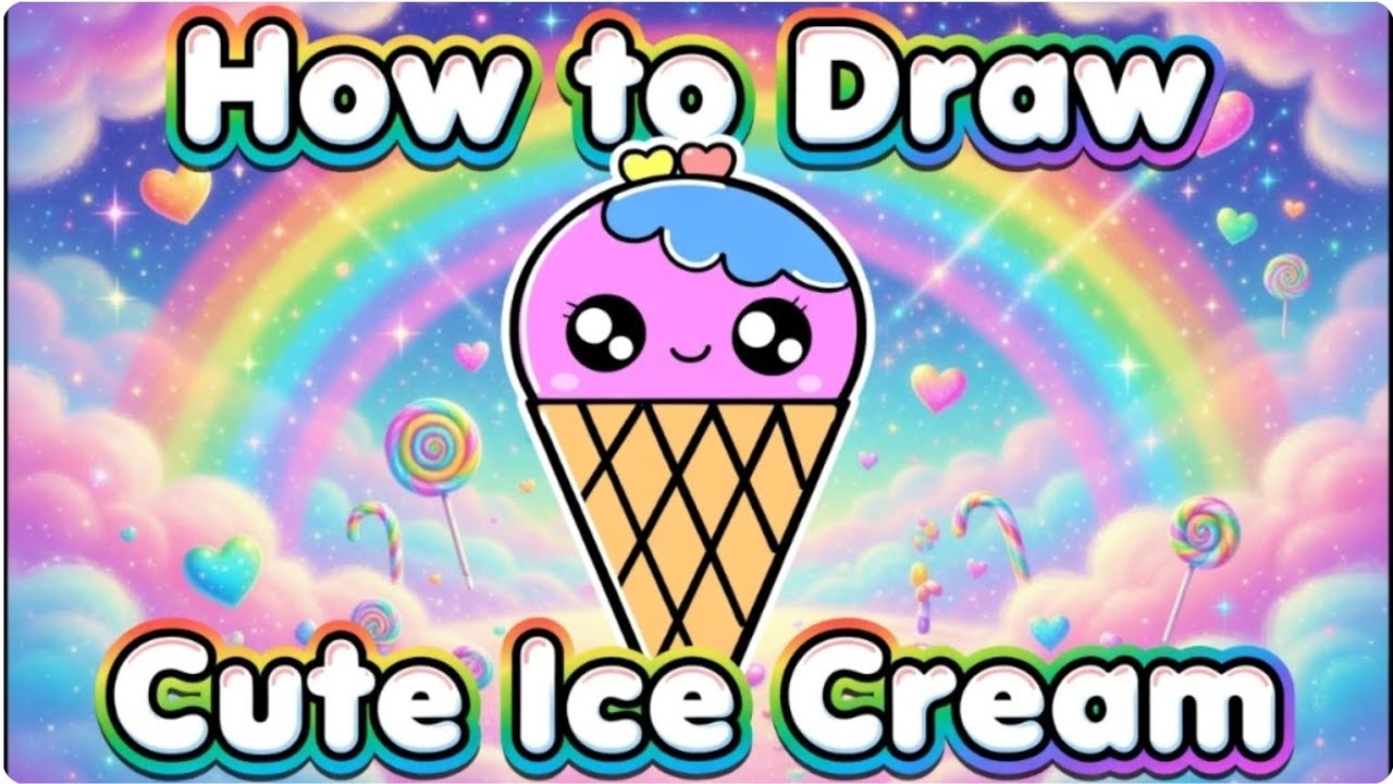How to Draw a Kawaii Ice-Cream Easily | Cute Ice-Cream Drawing for Beginners
