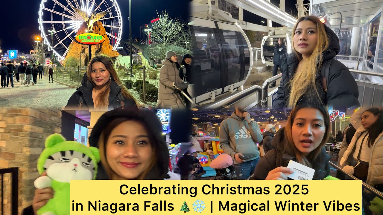 Празднование Рождества 2025 года в Ниагарском водопаде 🎄❄️ ||Волшебная зимняя атмосфера