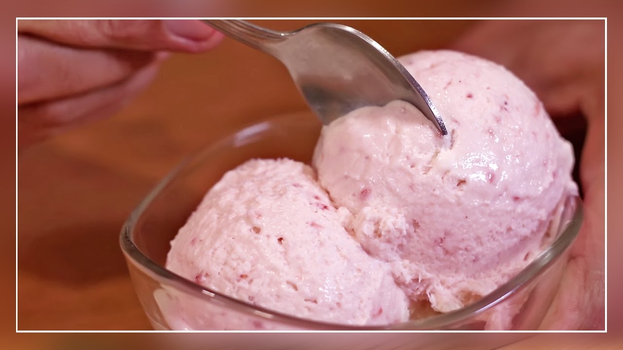 Helado de FRESA (FRUTILLA) Solo 3 INGREDIENTES