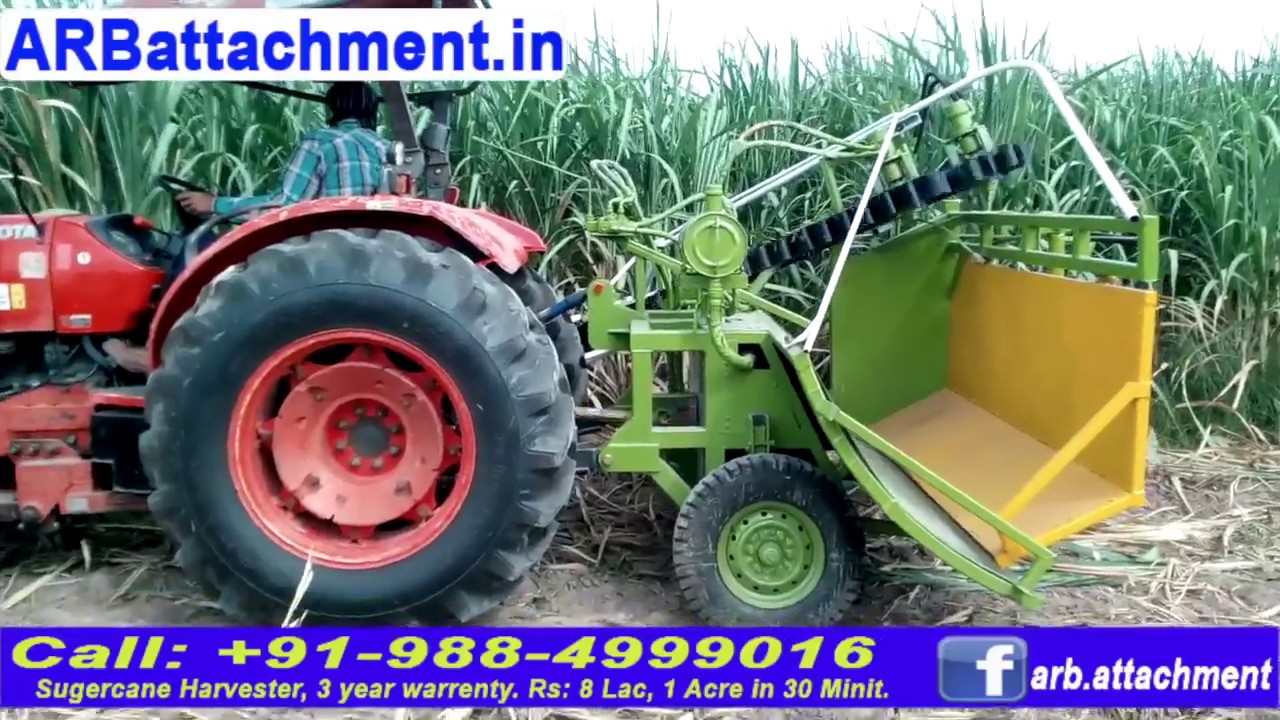Tractor Sugarcane Harvester, Call: 9884999016 Tractor attachment, Harvest 1acr per 1Hr