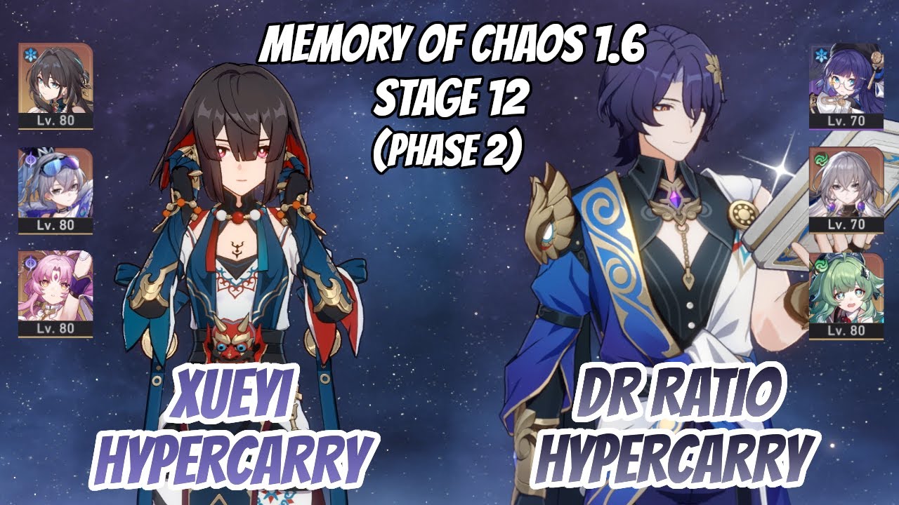 Xueyi x Ruan Mei & Dr. Ratio Hypercarry Memory of Chaos Stage 12 (3 Stars) | Honkai Star Rail
