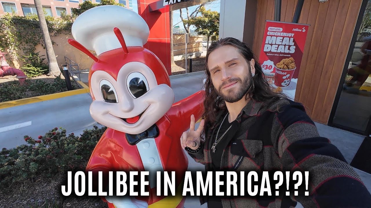 American! Trying Jollibee for the FIRST TIME!