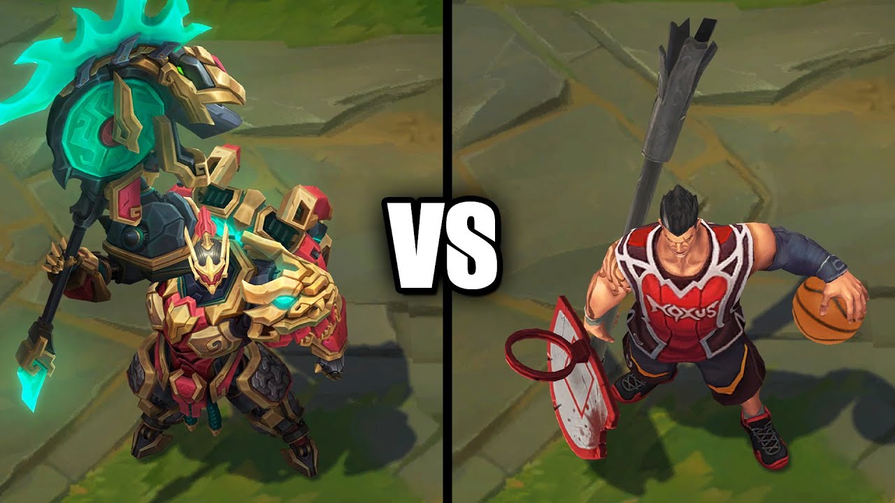 Mecha Kingdoms Darius vs Dunkmaster Darius Legendary Skins Comparison (League of Legends)