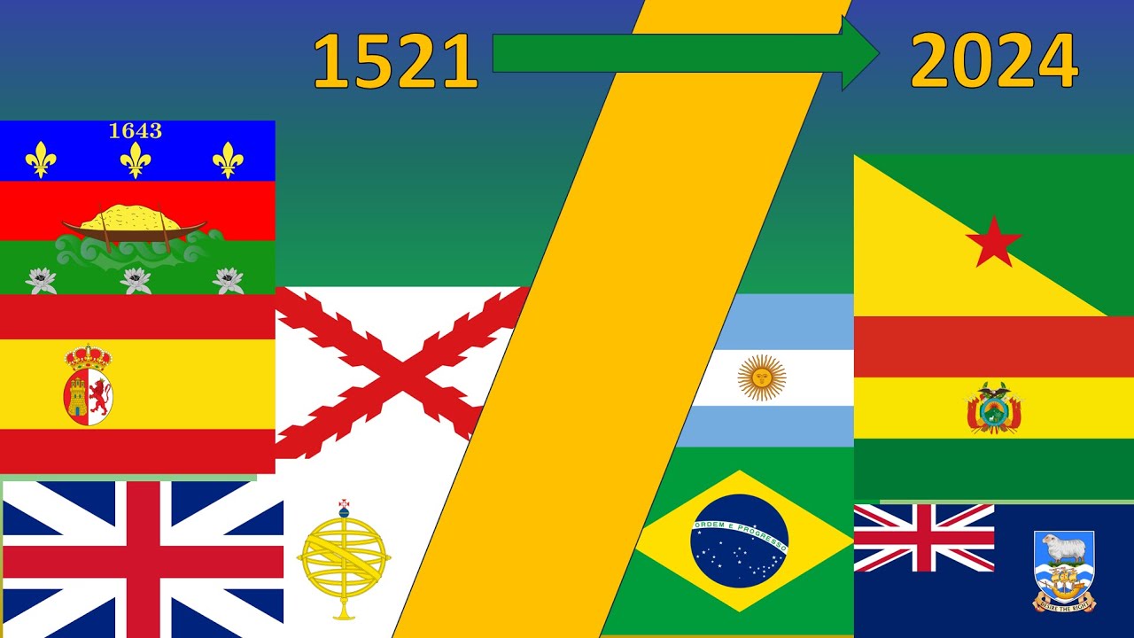 Evolution of ALL SOUTH AMERICAN Flags throughout History (1521-2024)