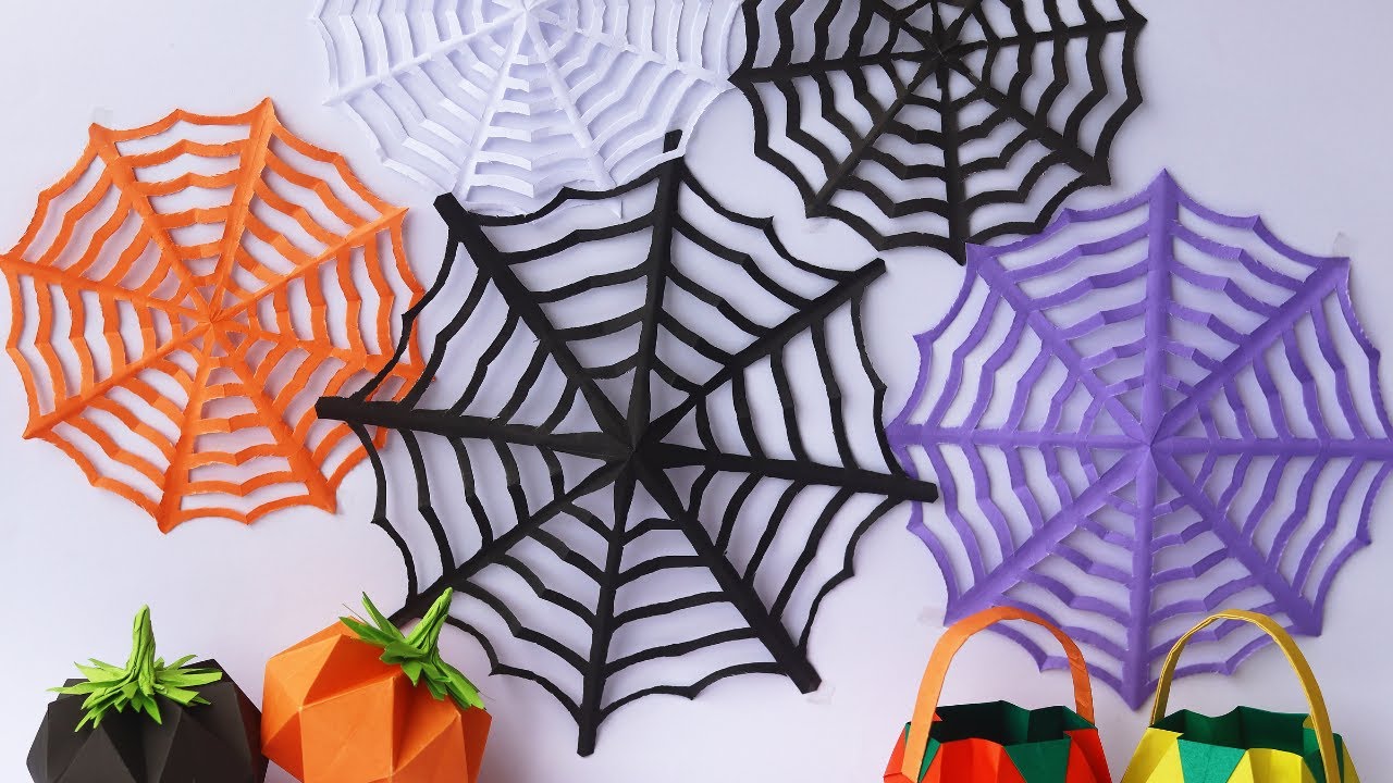 DIY Paper Spider Web For Halloween Decoration| How To Make Paper Spider Web| Halloween Crafts