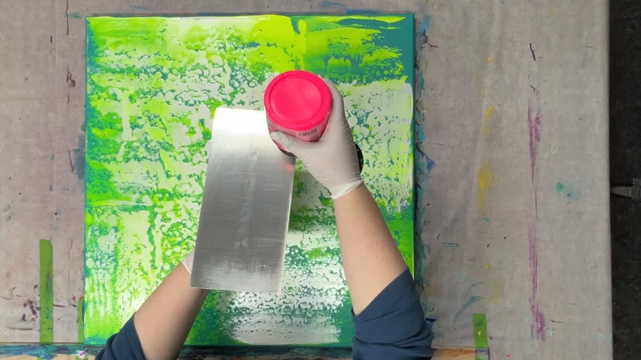 Abstrakte Acrylmalerei auf Leinwand | glänzende Effekte mit Perlfarben | Reflexfarbe