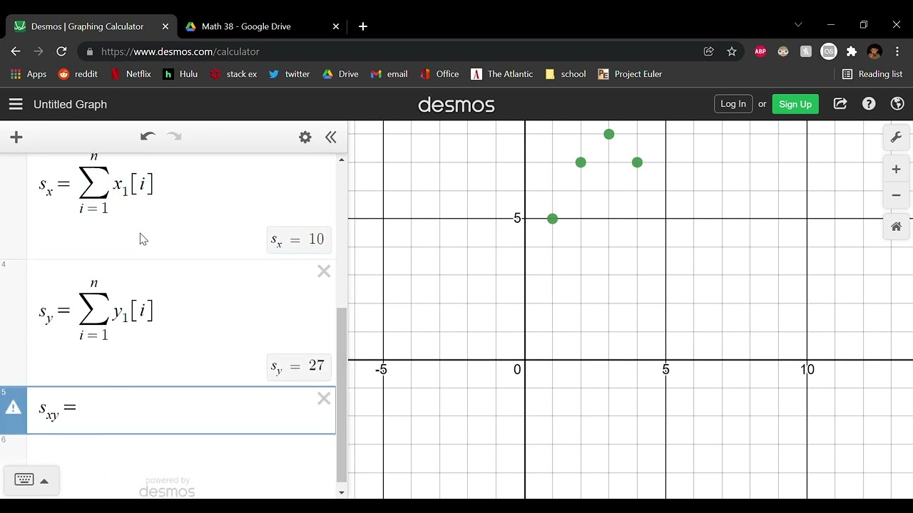 Least squares in Desmos