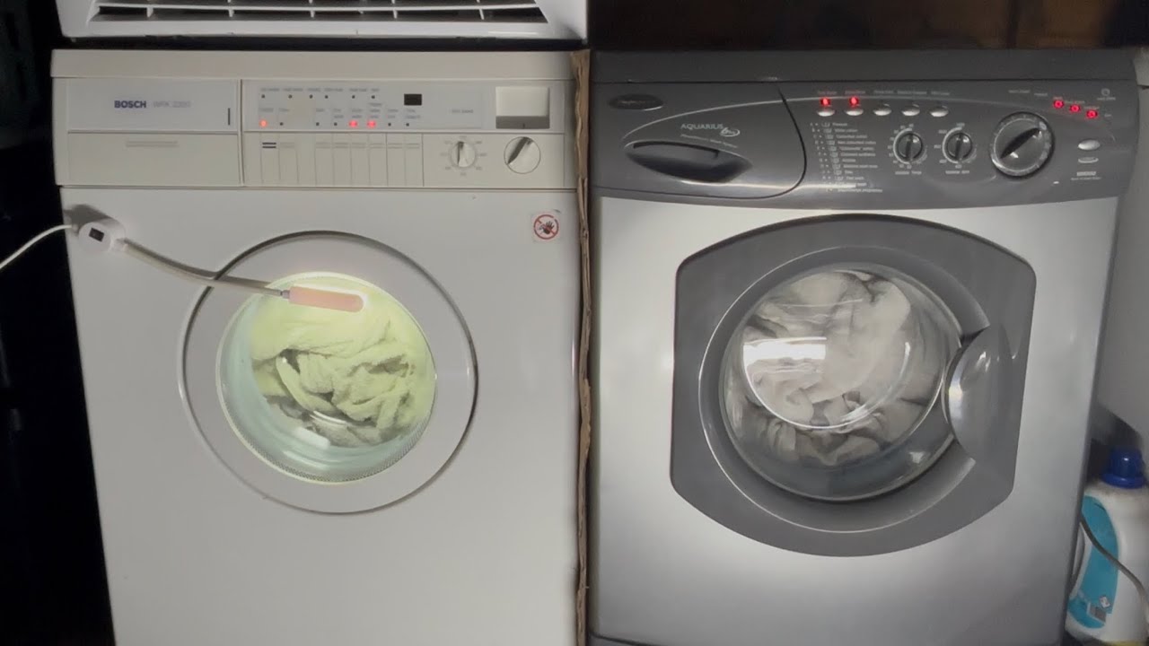 Wash race Hotpoint WMA58S vs Bosch WFK2200 cotton 90 extra rinse time saver read description 