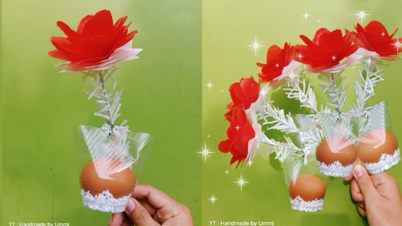 Membuat Keranjang Telur Maulid |Bunga Telur Aqua gelas + Plastik kresek |Menghias Telur | egg basket