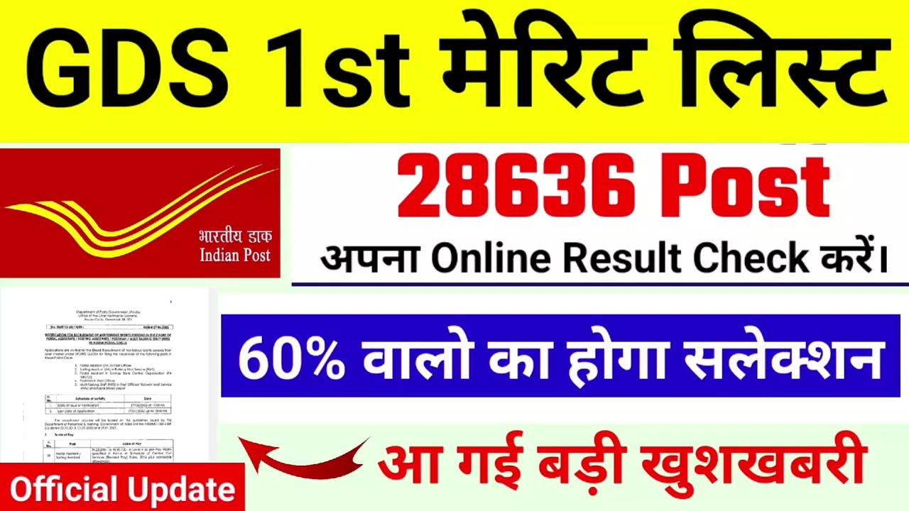 GDS Result 2026 Post Office GDS Result #GDSresult India Post GDS Bihar 2026 First Merit List