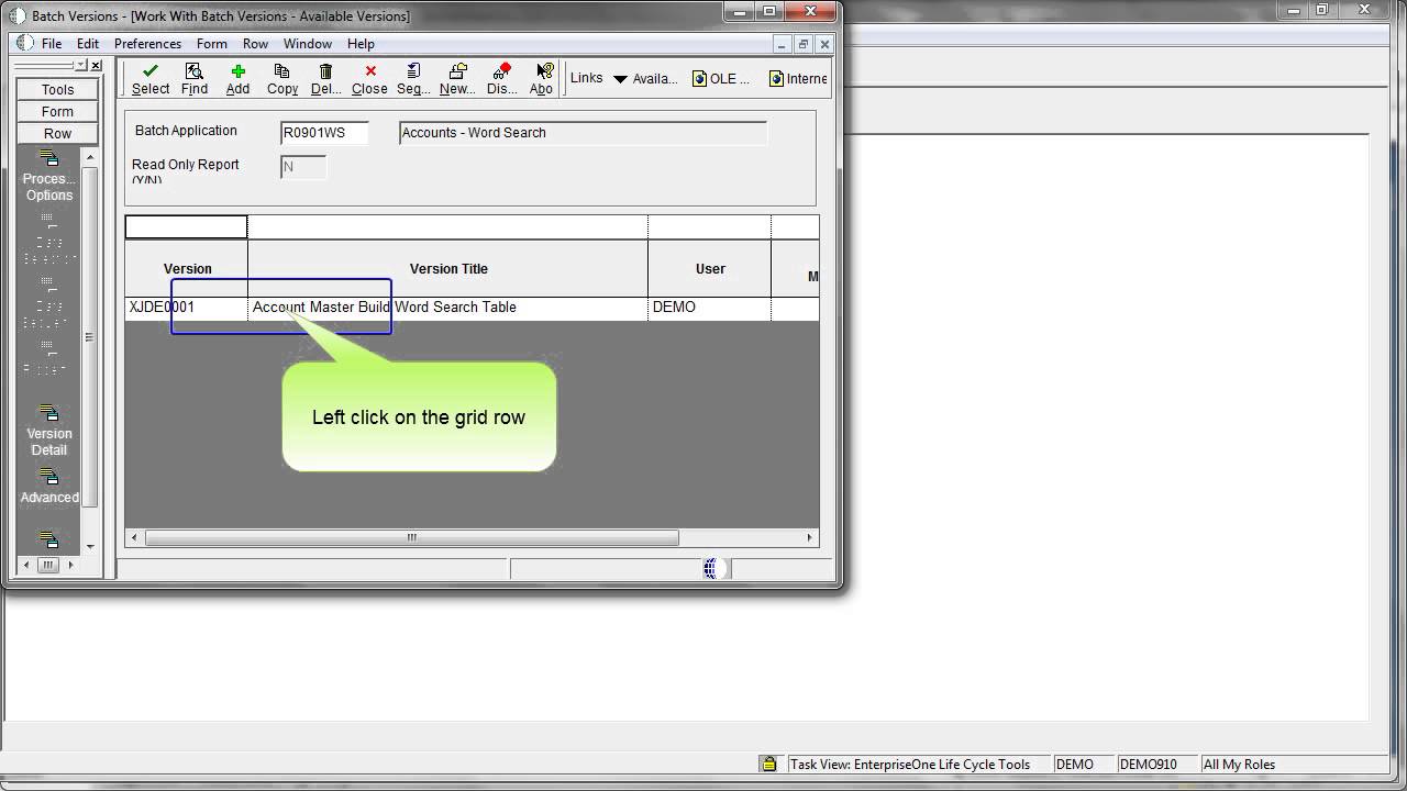 Accessing Account Master Word Search - JDE E1 91 - Financial Management Fundamentals