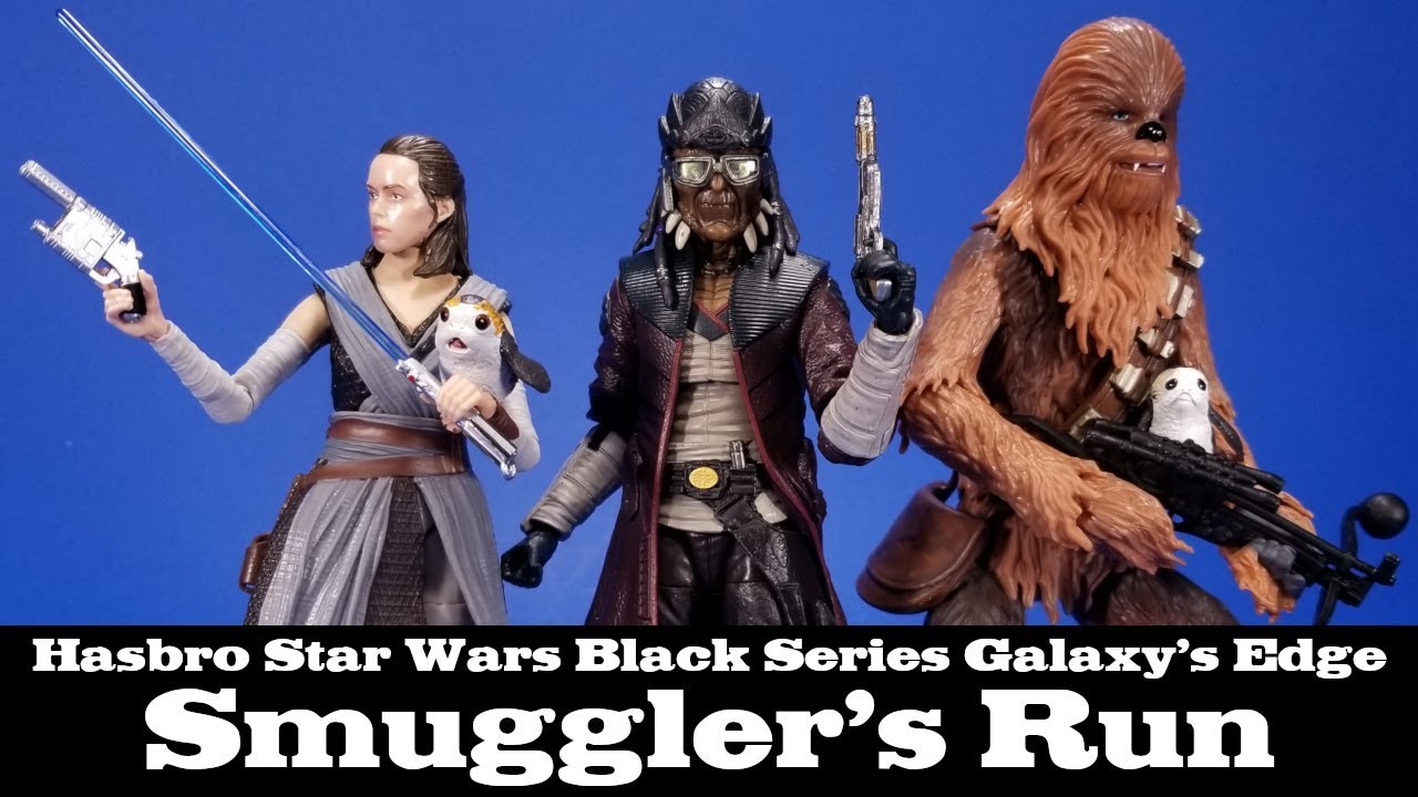 Star Wars Black Series Galaxy's Edge Smuggler's Run Hondo, Rey, Chewbacca, and Porgs Figure Review