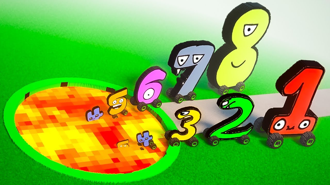 Big & Small Number Lore CARS VS Giant Lava Pits Vs Obstacle Course | TEARDOWN