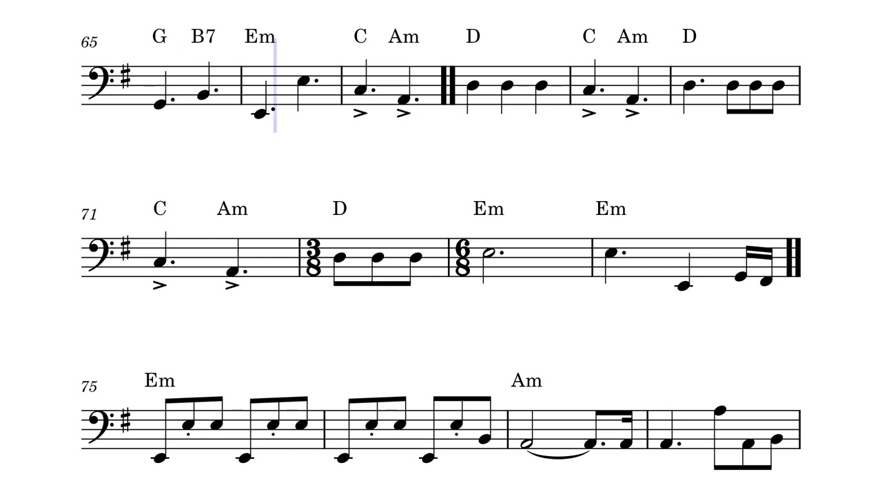 nothing else matters bass transcript