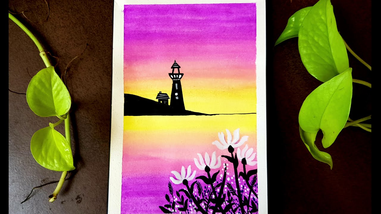 Easy Light house Watercolor Landscape Painting Tutorial/Beginner Friendly Watercolor Tutorial