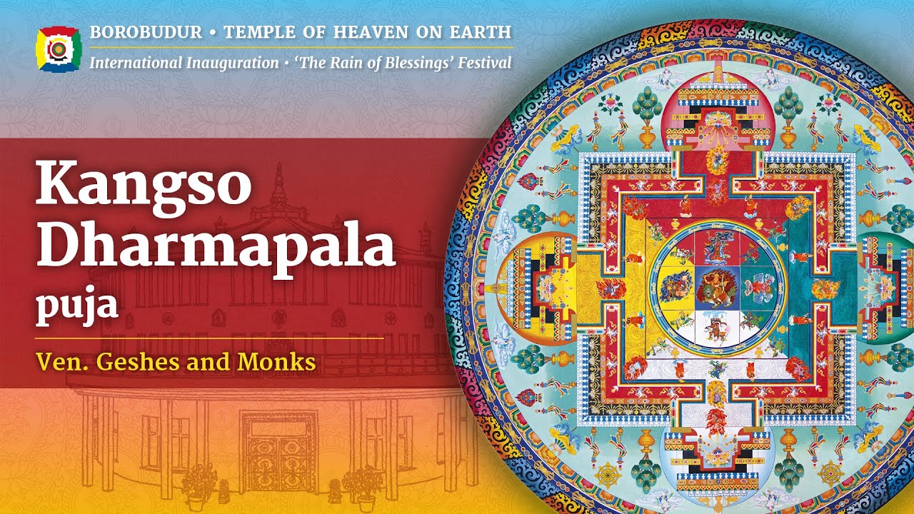 1/2 Kangso puja offering to the Dharmapalas with the assembly of Lamas, geshes and monks