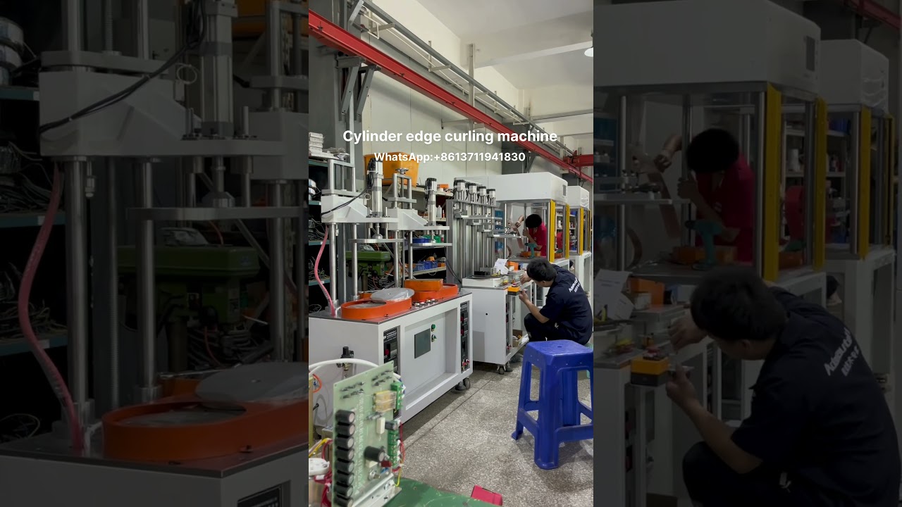 Plastic cylinder edge curling machine,round cylinder making machine #machine