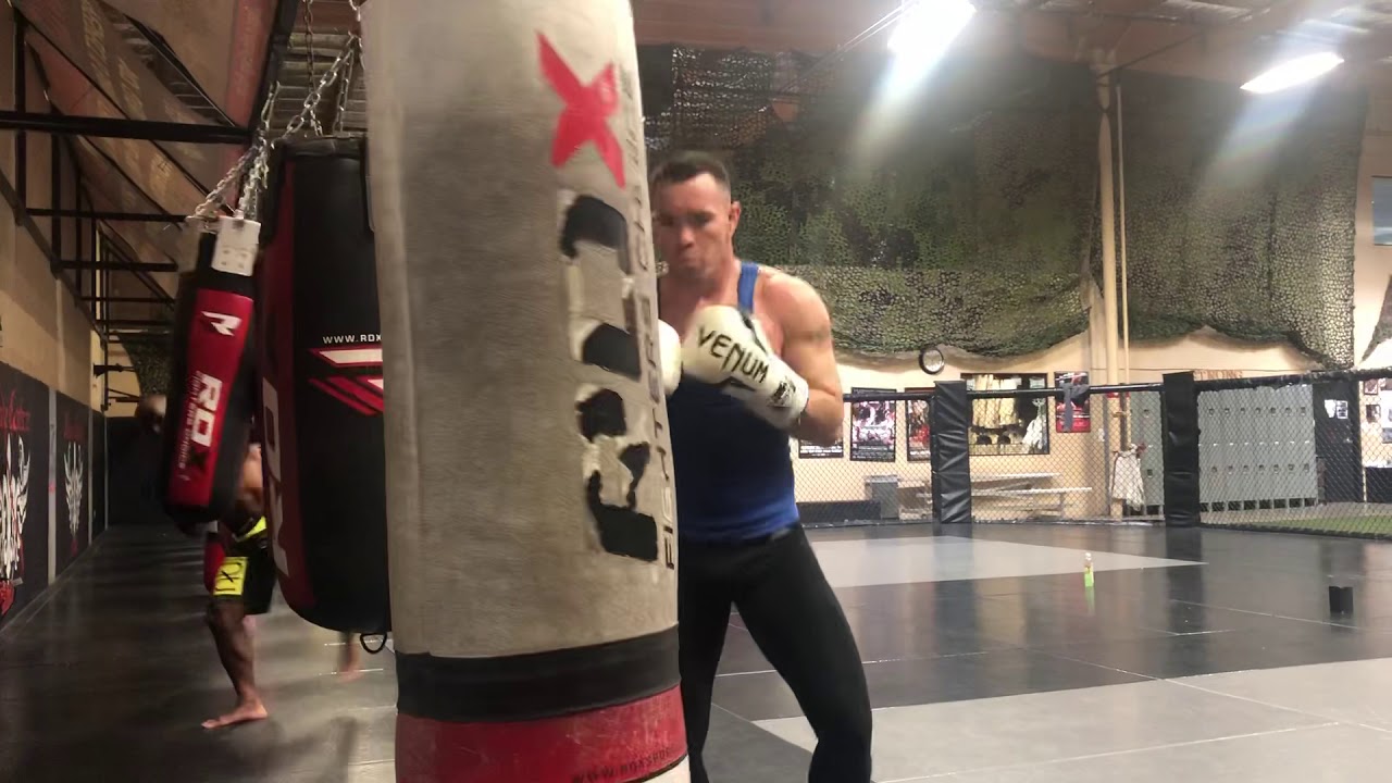 Colby Covington heavy bag work at xtreme couture during ufc 235 fight week